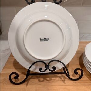 Crate & Barrel 9" Rimmed Soup Bowls White Porcelain Set Of 6